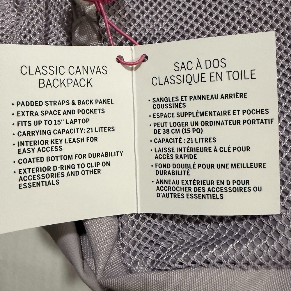 Victoria's Secret PINK Backpack Classic Canvas Lavender Violet - Picture 5 of 8
